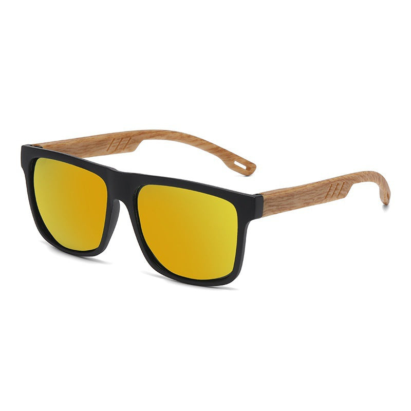 Square Frame Bamboo Texture Sunglasses – Vintage Style