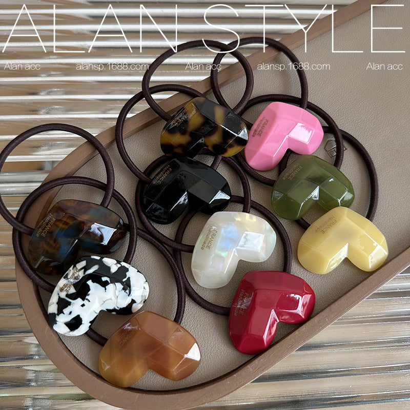 Cream Color Heart Hair Tie – Cute Ponytail Hair Band