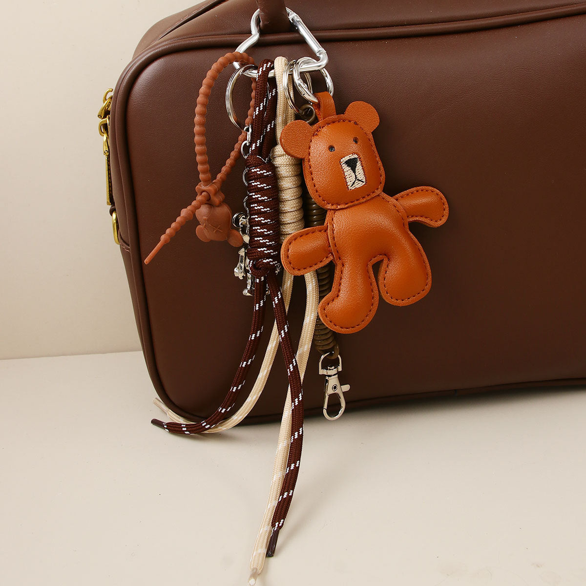 Leather Bear Bag Charm – Cute Animal Keychain