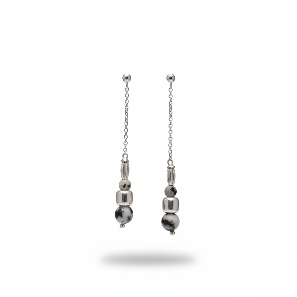 Zebrastone Silver Earrings