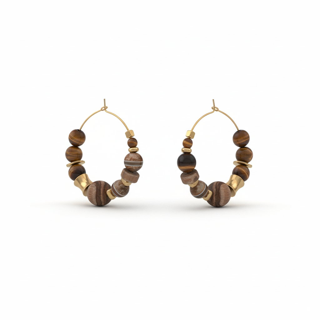 Terra Nomad • Tiger's Eye Sandalwood Earrings