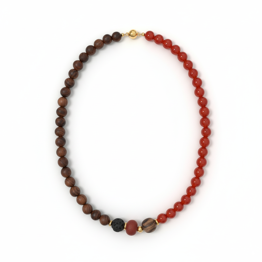 Red Agate and Agarwood Magnetic Necklace