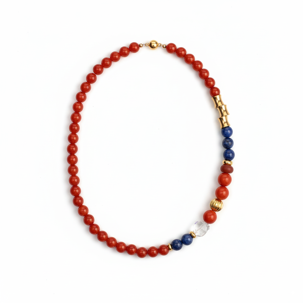 Red Agate Bamboo Magnetic Necklace