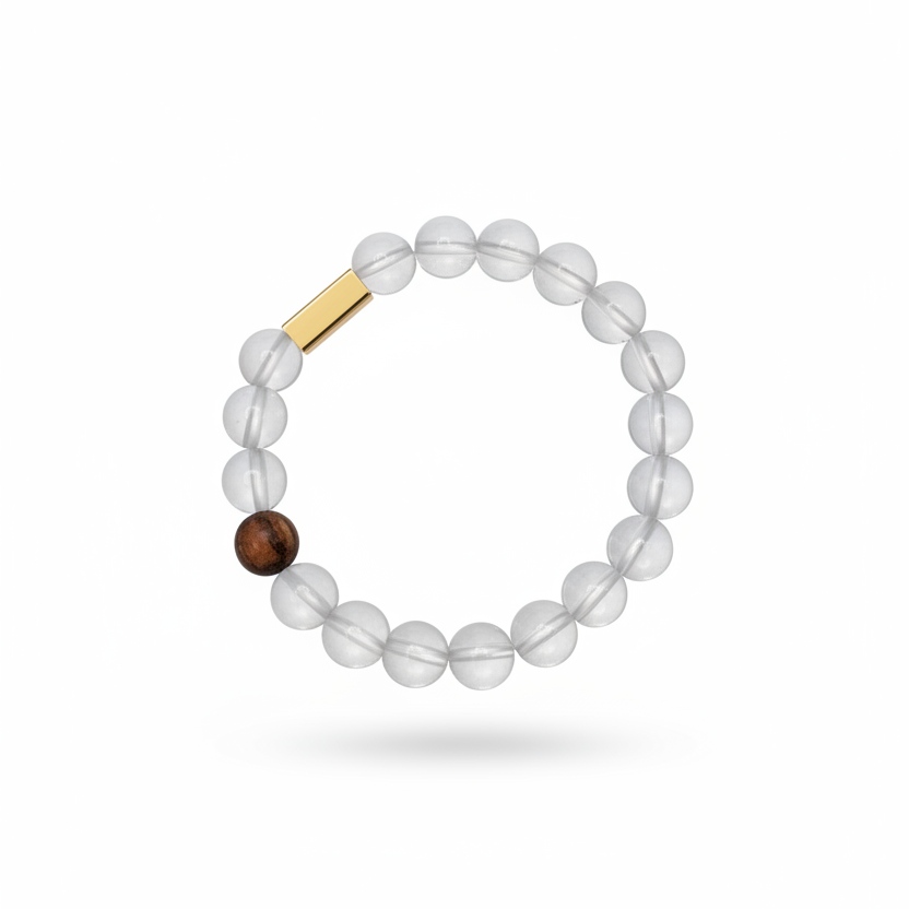 White crystal tribute wood elastic bracelet