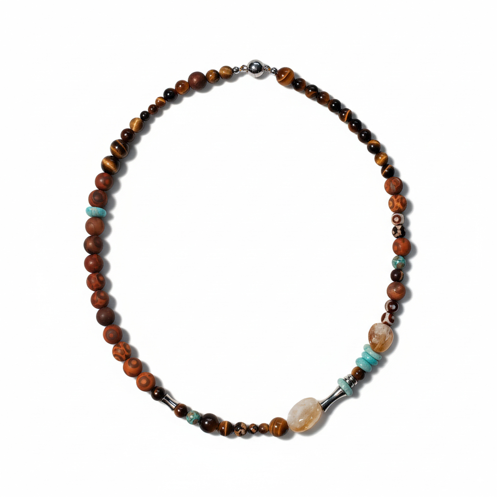 Guardian Stone • Tiger's Eye Dzi Bead Agate Magnetic Necklace
