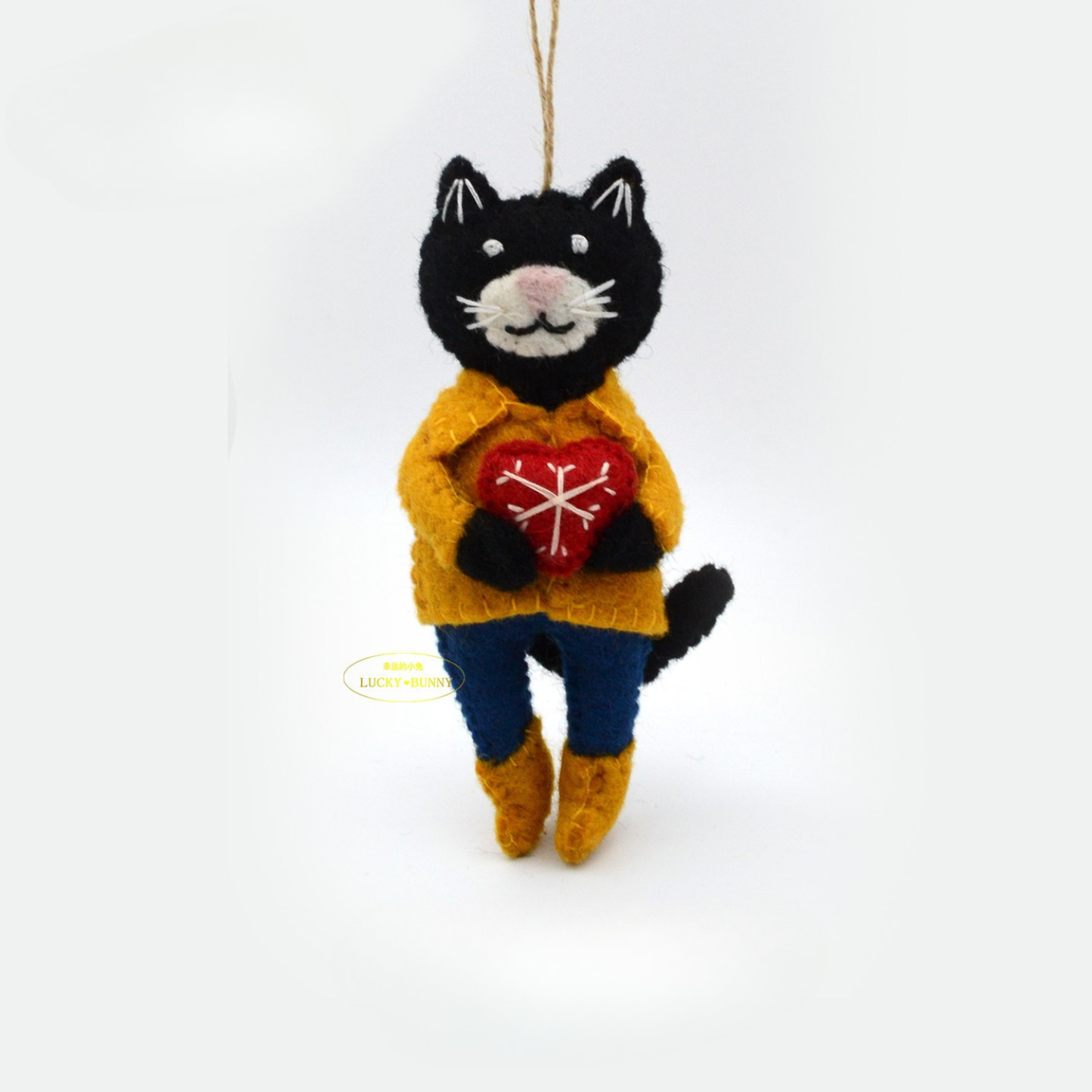 Nepalese Handmade Wool Felt Pendant Charms - Love Cat