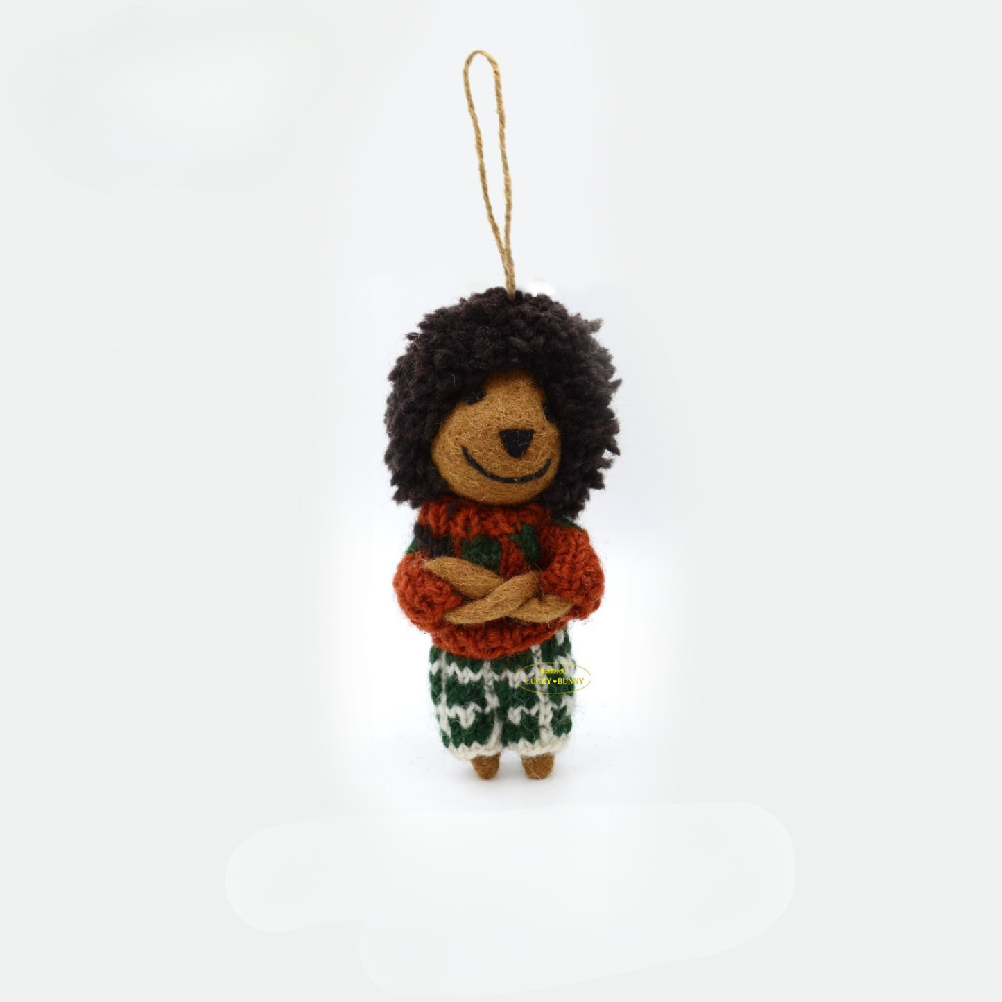 Nepalese Handmade Wool Felt Pendant Charms - Chimpanzees Boy