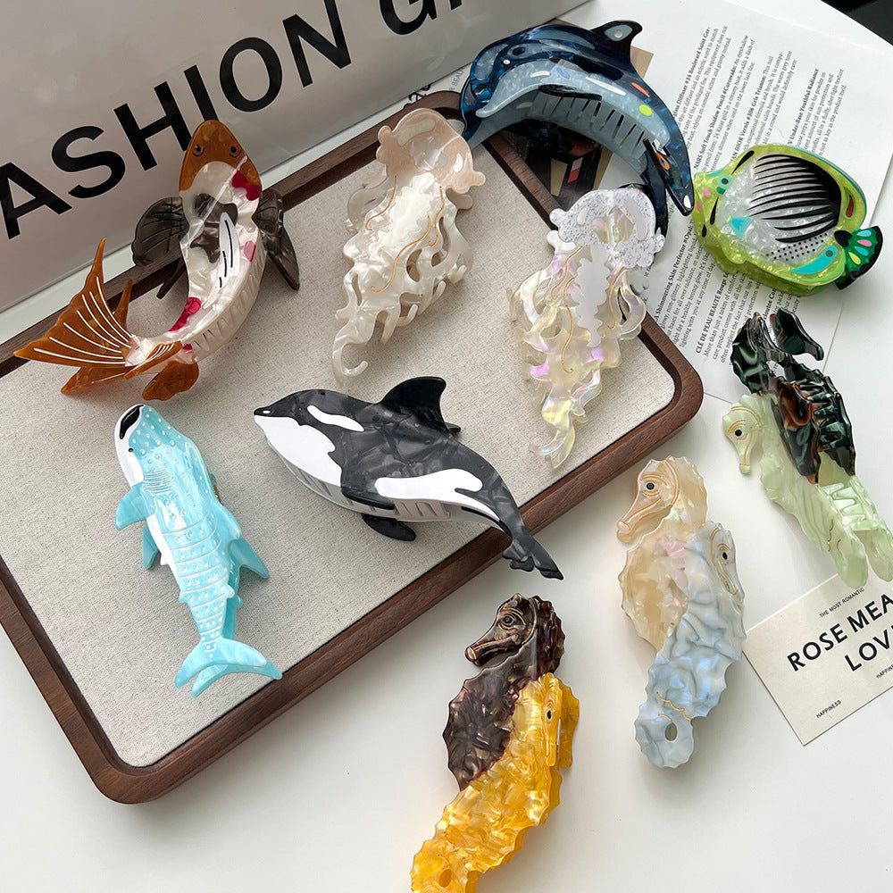 Ocean Theme Acetate Hair Clip – Cute Summer Hair Accessory