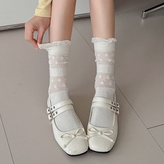 Bubble Cuff Slouch Socks – Cute Mesh Summer Socks（（2 pairs mixed）