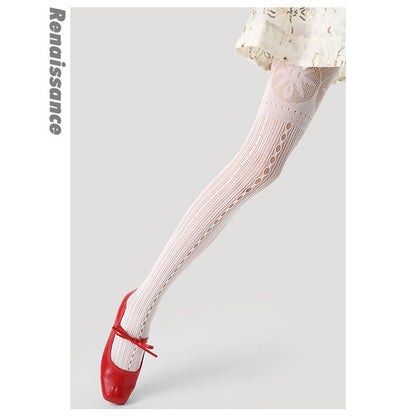 White Lace Stripe Crew Socks – Vintage Style Socks