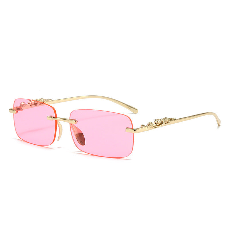 Rimless Leopard Accent Sunglasses – Fashion Statement Shades