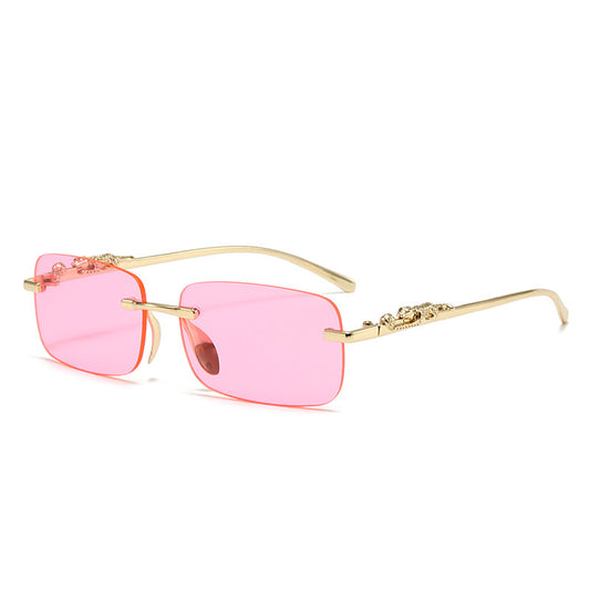 Rimless Leopard Accent Sunglasses – Fashion Statement Shades