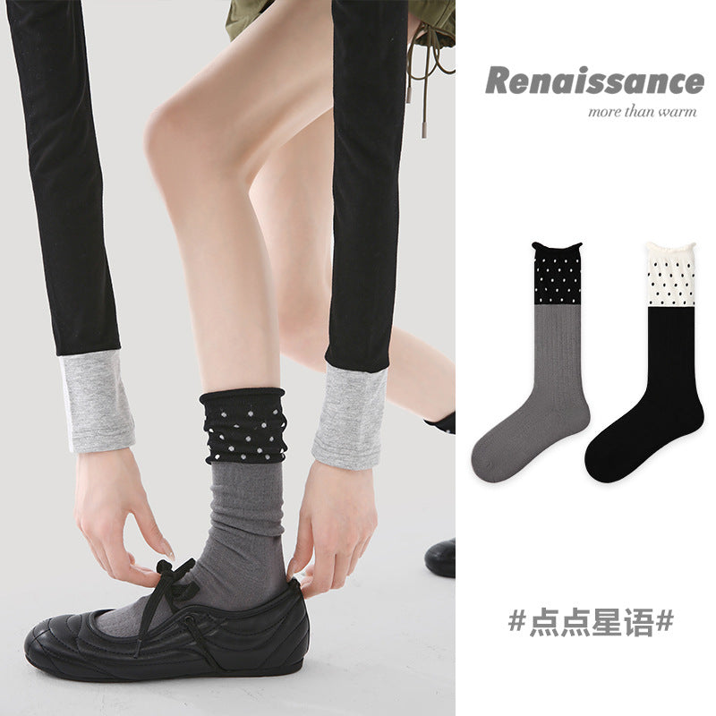 Polka Dot Slouchy Crew Socks – Breathable Summer Socks