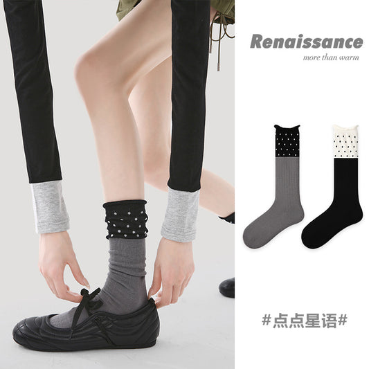 Polka Dot Slouchy Crew Socks – Breathable Summer Socks