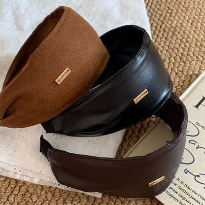 Leather Wide Headband in Maillard Shades – Vintage-Inspired Hair Accessory