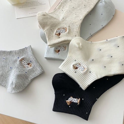 Cute Solid Color Crew Socks – Everyday Cotton Socks（3 pairs mixed）