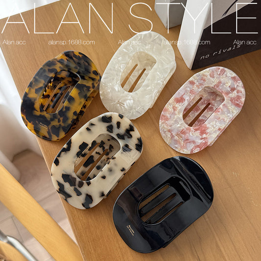 Curved Acetate Hair Claw Clip with Round Buckle – Elegant Updo Clip