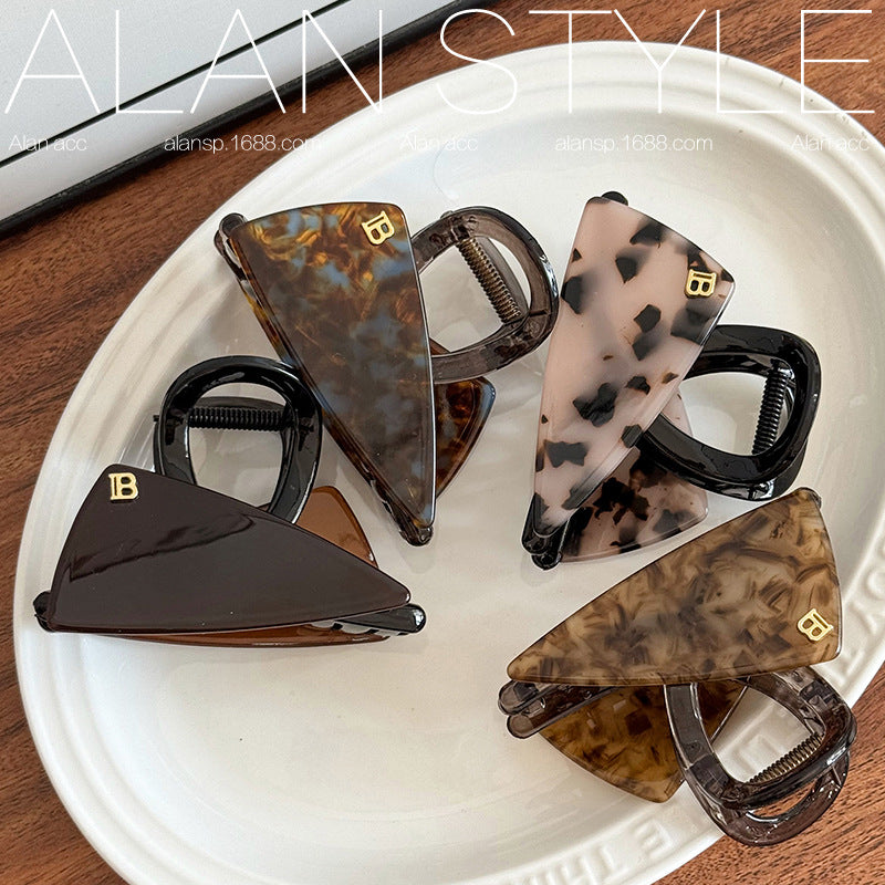 Vintage Leopard Print Hair Claw Clip – Triangle Acetate Hair Clip