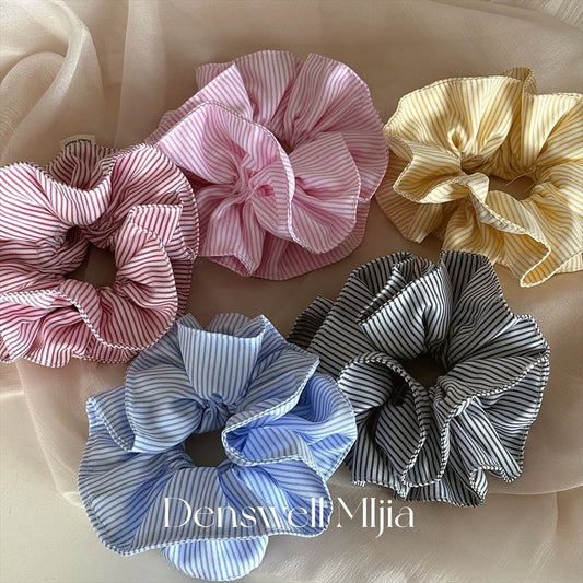 Blue & White Stripe Scrunchie – Cute Summer Hair Tie