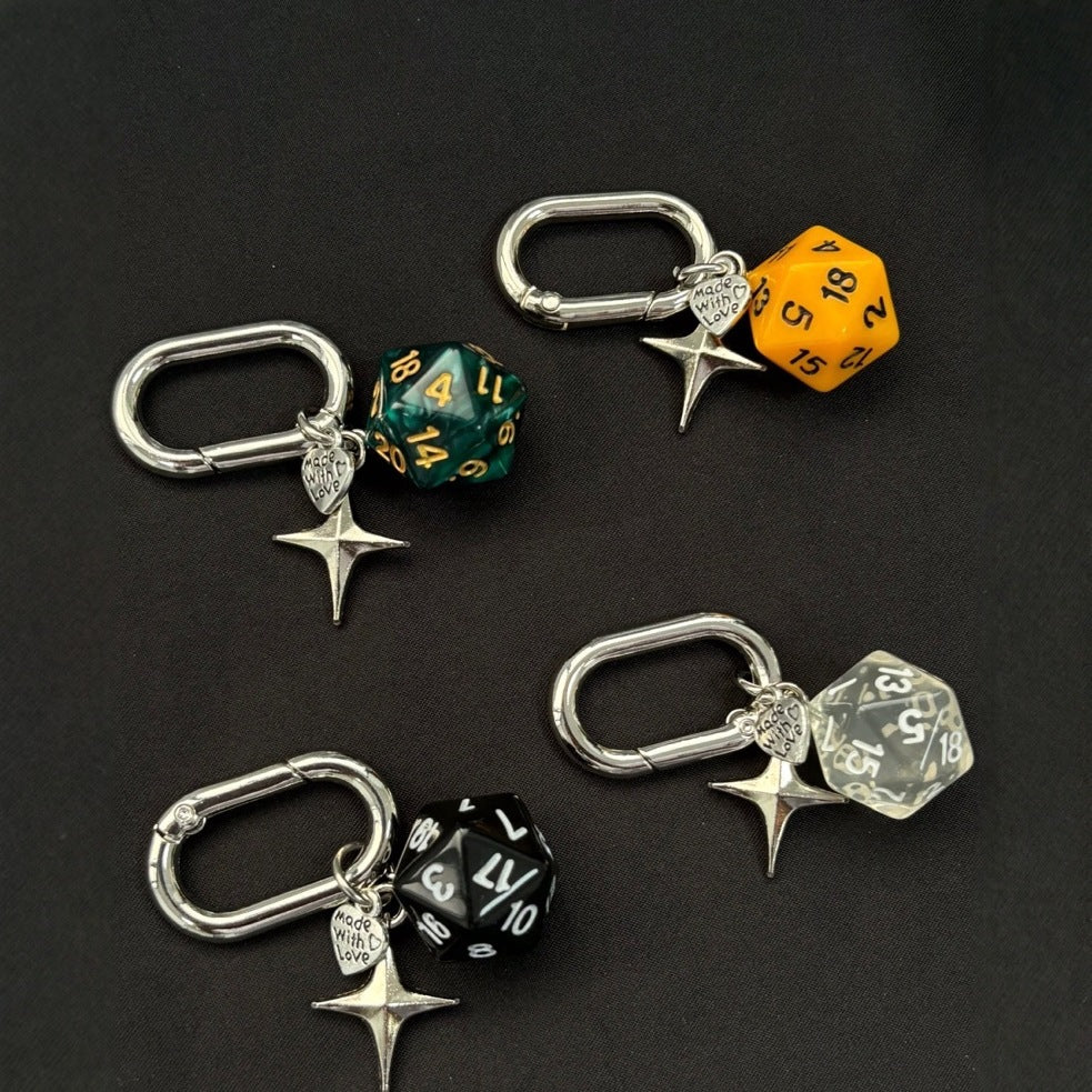 Vintage Dice Heart Star Keychain – Retro Bag Charm