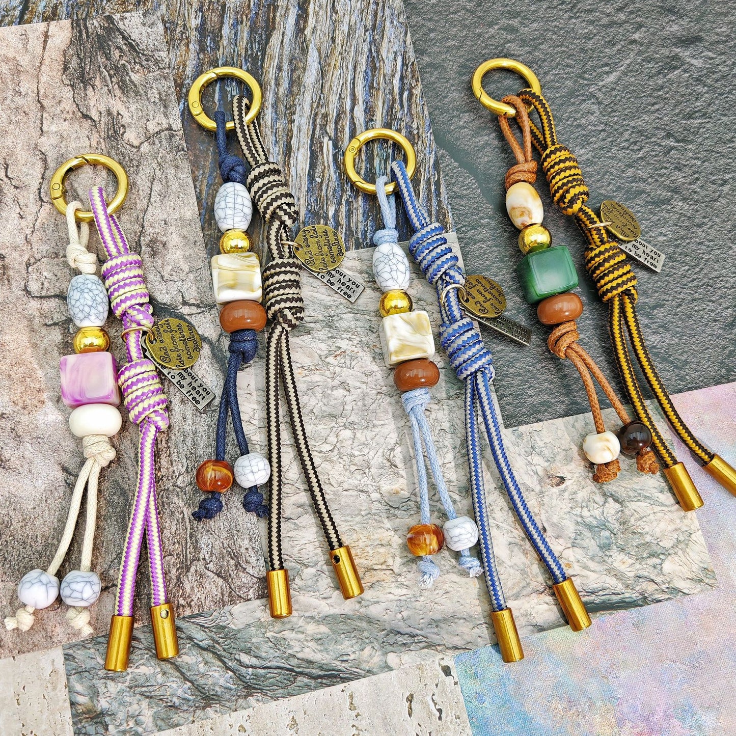 Boho Beaded Bag Charm – Handmade Purse Charm