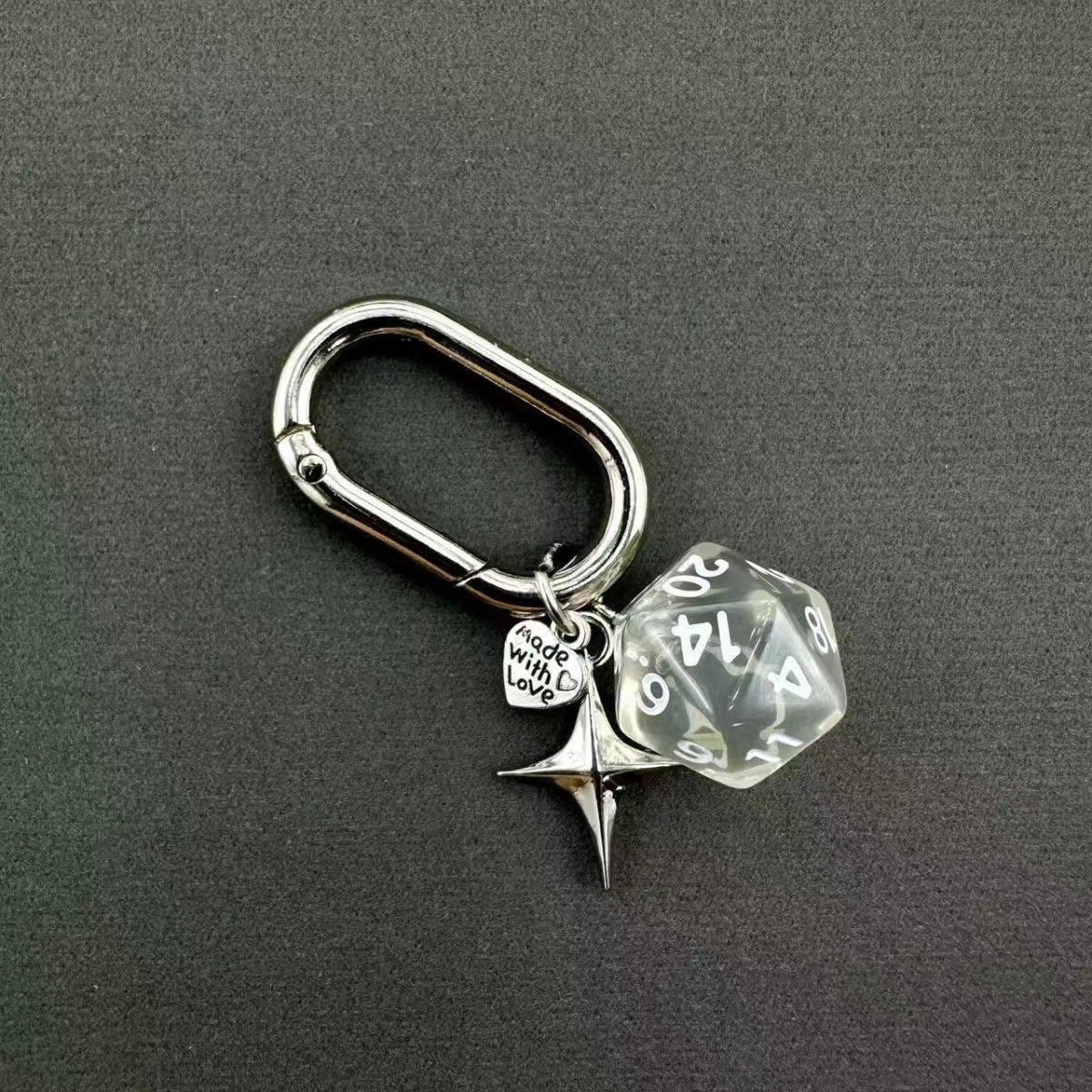 Vintage Dice Heart Star Keychain – Retro Bag Charm