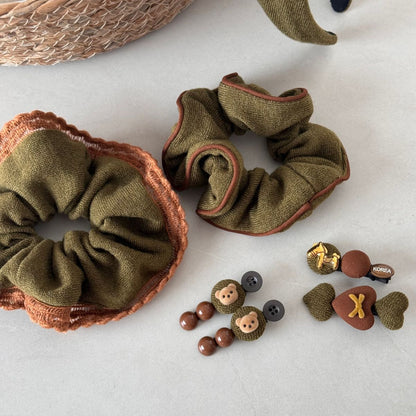 Sweet Pastel One-Pin Hair Clip – Teddy Bear & Heart Design