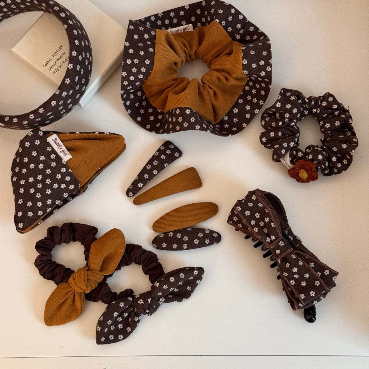 Floral & Polka-Dot Bow Triangle Hair Claw