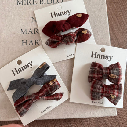 Red plaid bow star children's hair clip