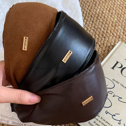 Leather Wide Headband in Maillard Shades – Vintage-Inspired Hair Accessory