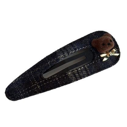 Vintage Plaid Teddy Bear Bow Banana Clip