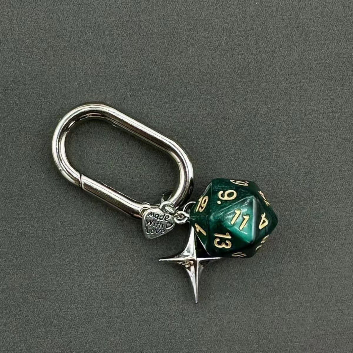 Vintage Dice Heart Star Keychain – Retro Bag Charm
