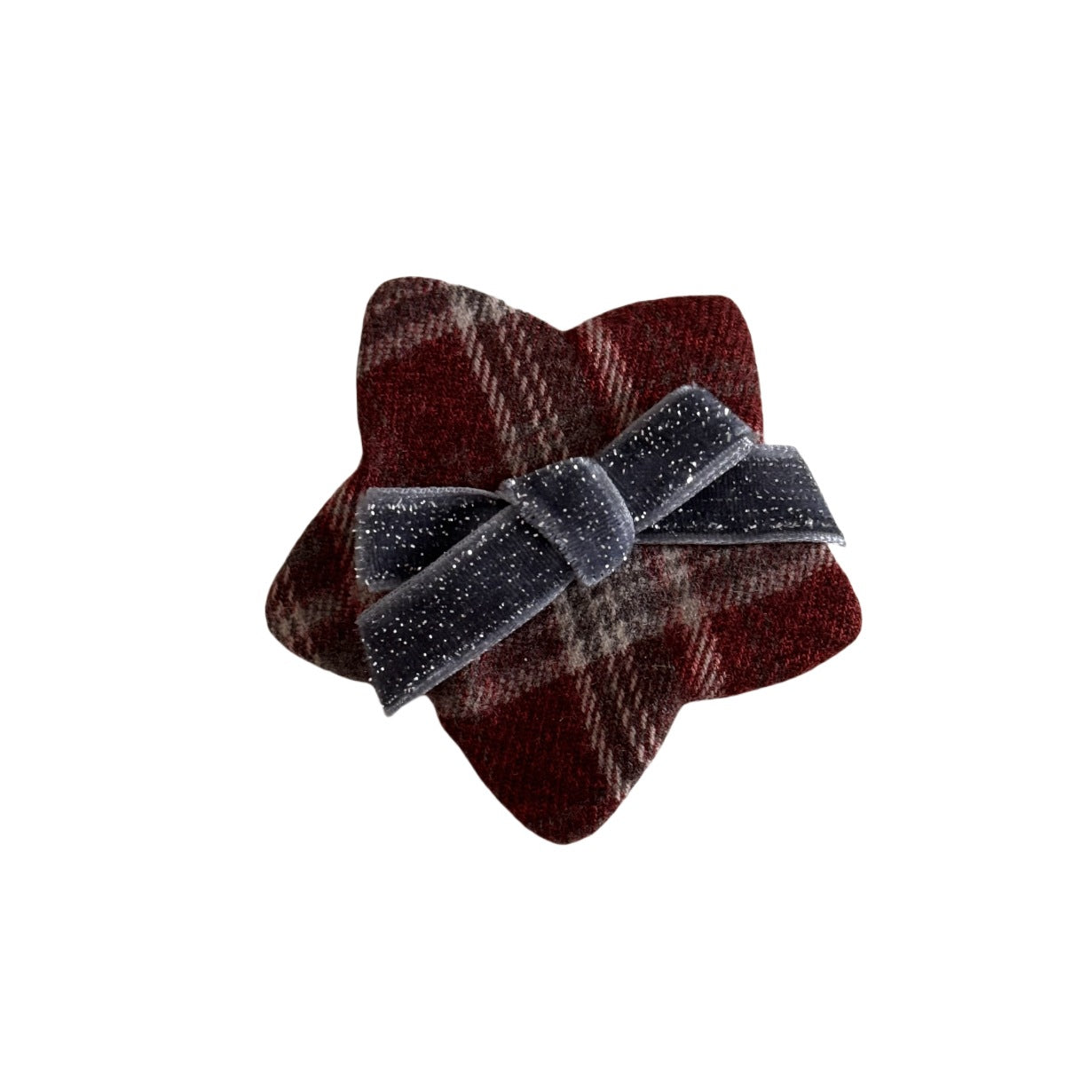 Red plaid bow star children's hair clip