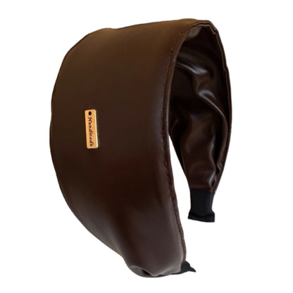 Leather Wide Headband in Maillard Shades – Vintage-Inspired Hair Accessory