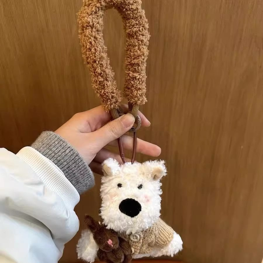 Cute Westie Dog Plush Keychain – Bag Charm