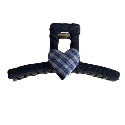 Blue-Grey Lace Plaid Hair Accessory – Clip & Scrunchie