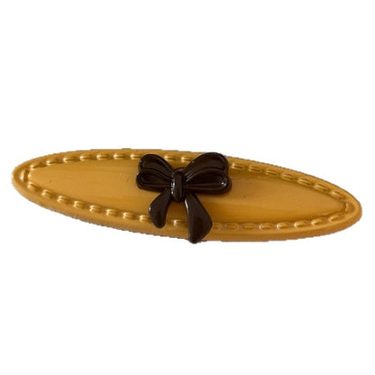 Yellow-Brown Bow Hairpin – Minimalist Side Clip for Girls