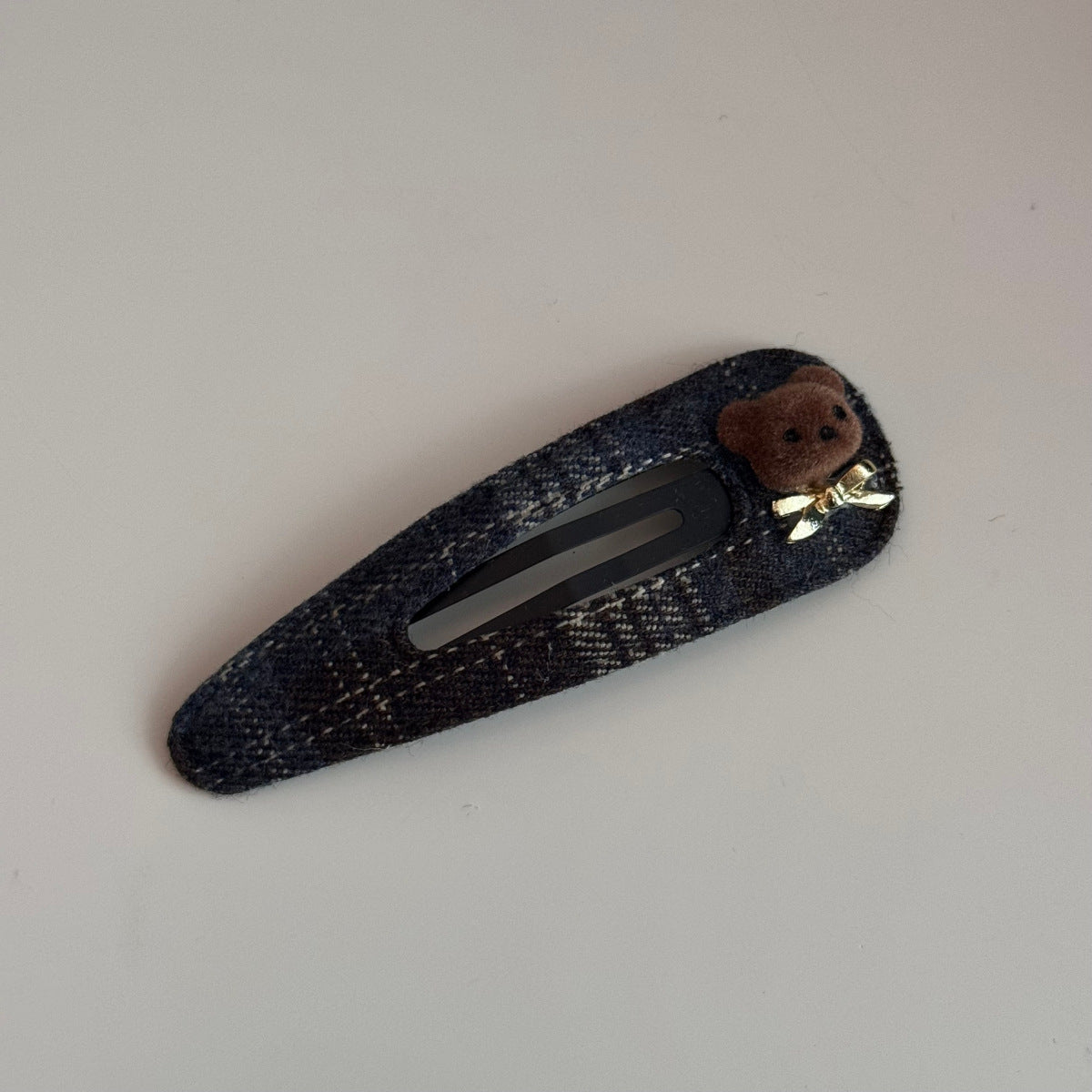 Vintage Plaid Teddy Bear Bow Banana Clip