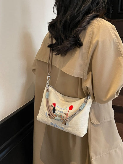 Dachshund Embroidered Nylon Bag – Casual Shoulder Bag