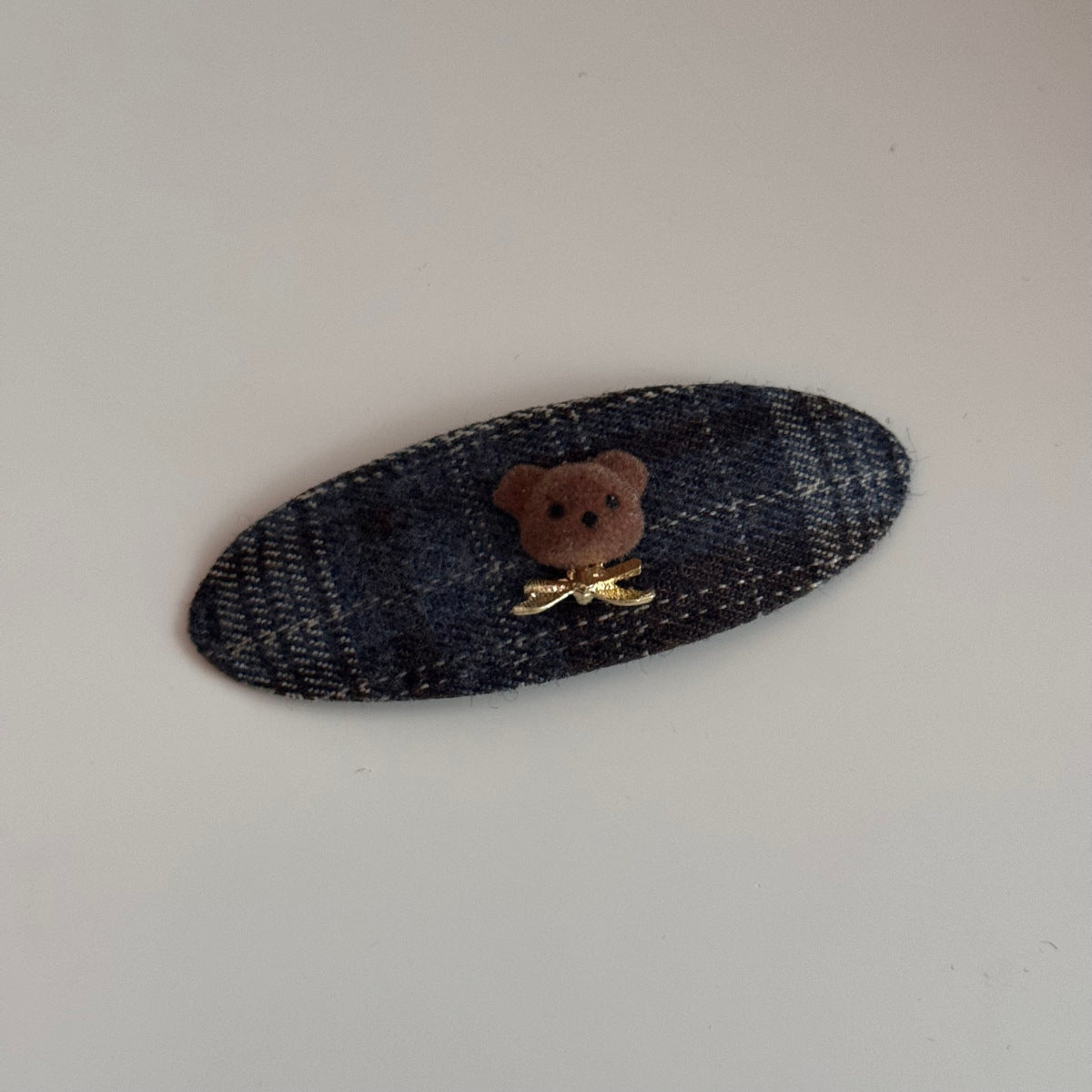 Vintage Plaid Teddy Bear Bow Banana Clip