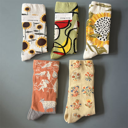 Art Pattern Crew Socks – Vintage Oil Painting Style Socks
