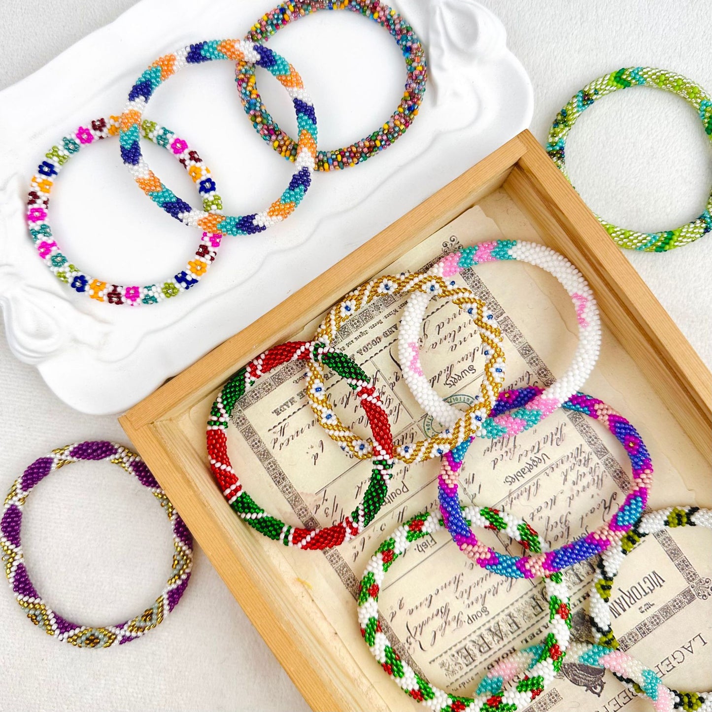 Boho Rainbow Beaded Bracelet – Handmade Dopamine Bracelet