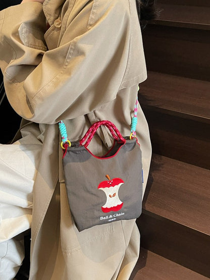 Japanese Style Nylon Embroidered Shoulder Bag