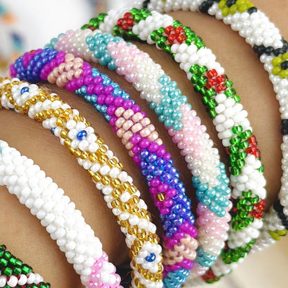 Boho Rainbow Beaded Bracelet – Handmade Dopamine Bracelet
