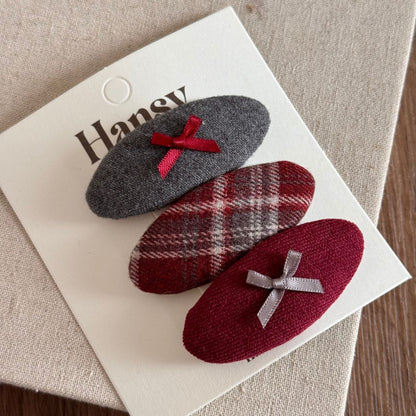 Red plaid bow star children's hair clip