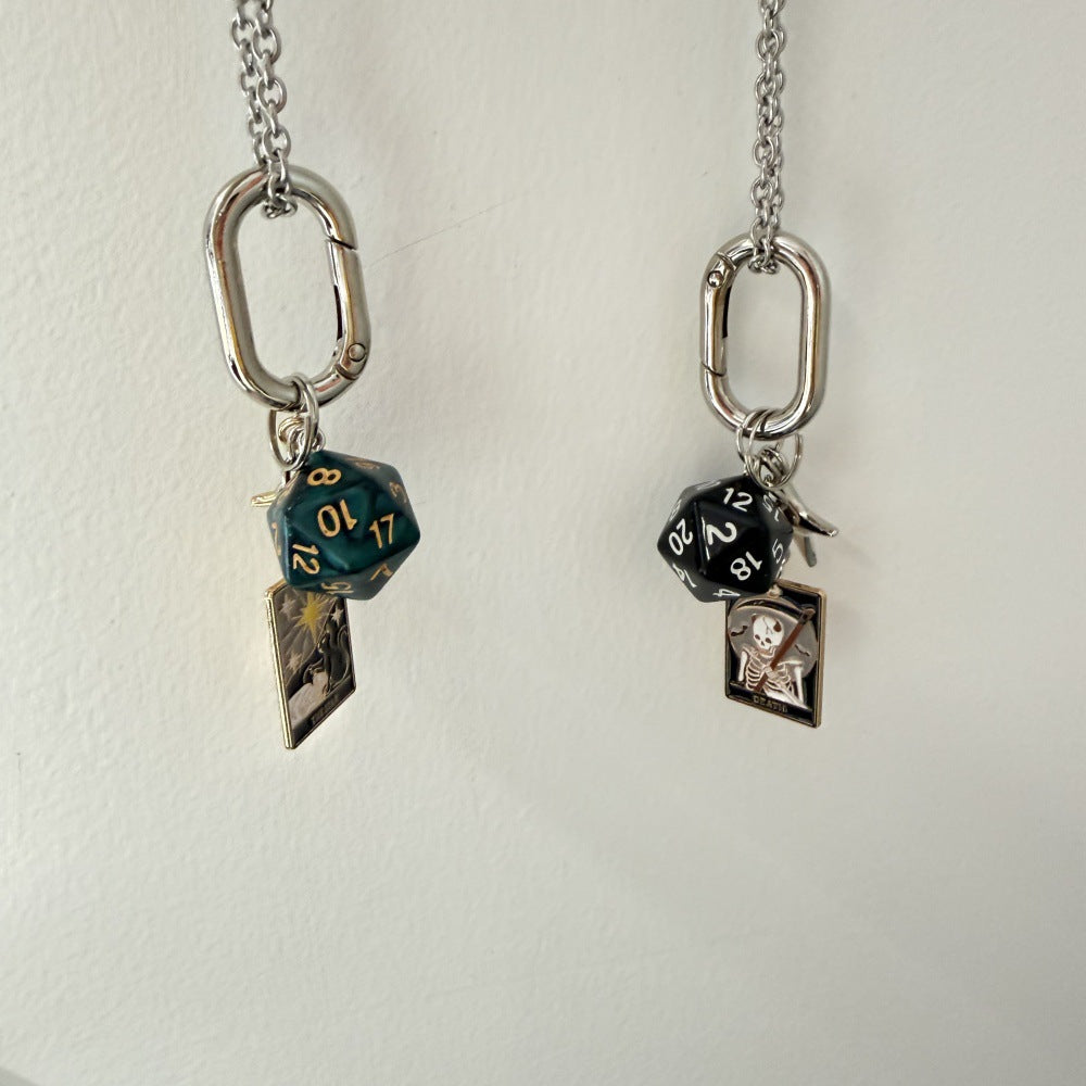 Tarot Dice Star Keychain – Vintage Gothic Bag Charm