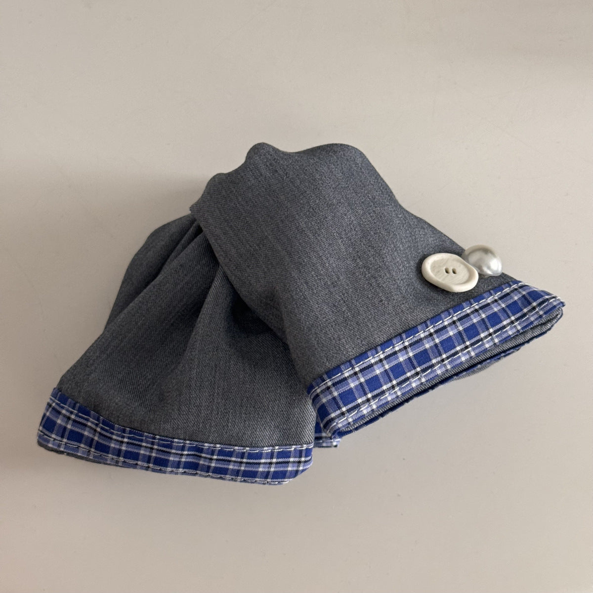 Blue-Grey Lace Plaid Hair Accessory – Clip & Scrunchie