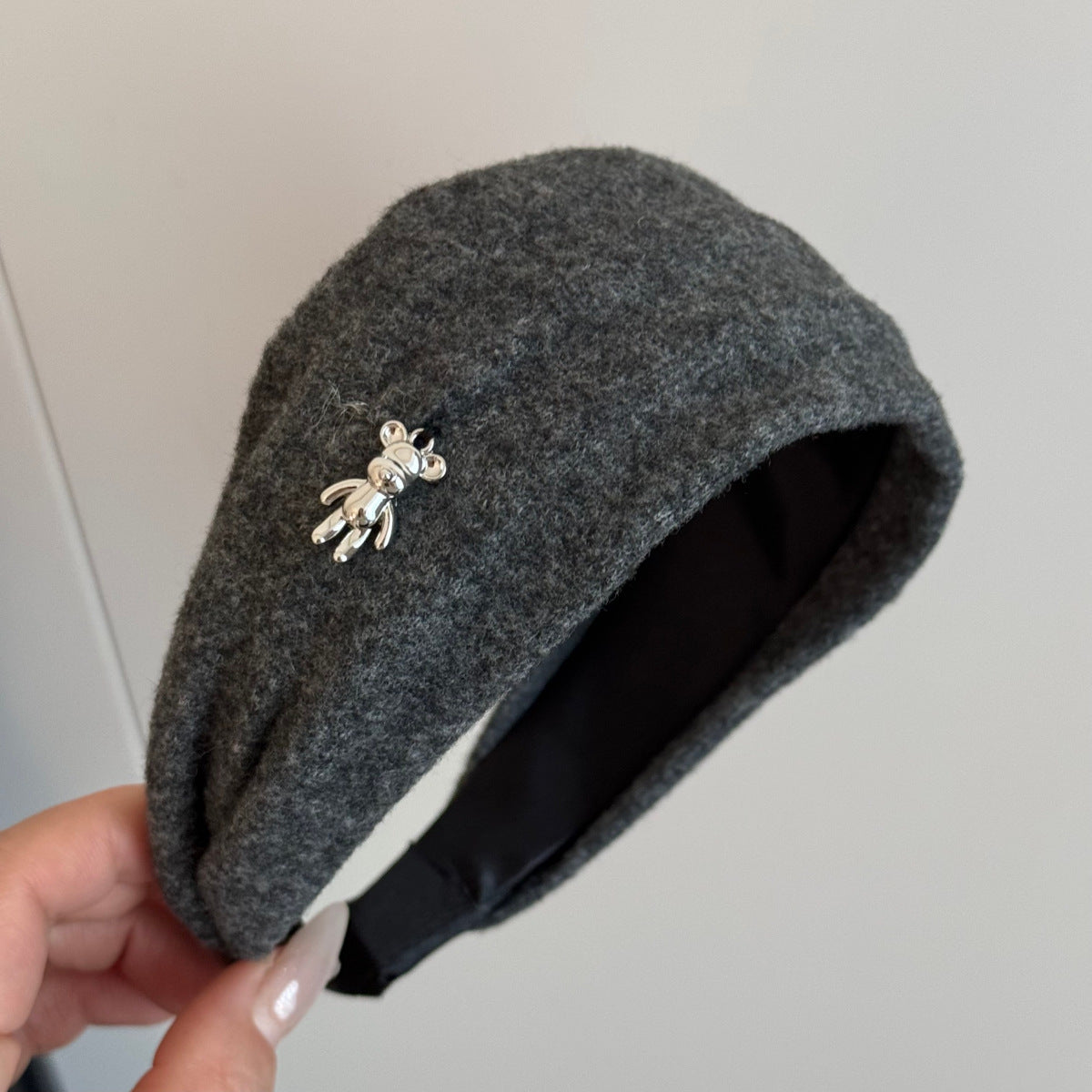 Plush Teddy Bear Wide Hairband – Soft Fall/Winter Design for a Fuller Crown