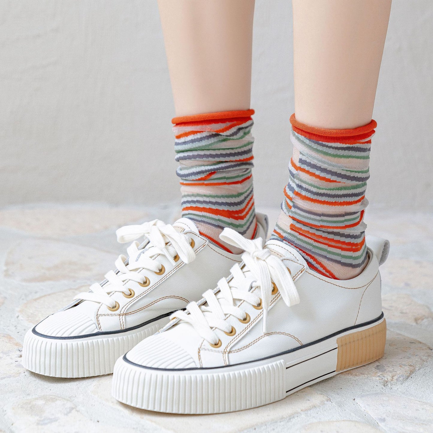 Sheer Crystal Crew Socks – Japanese Style Asymmetrical Socks