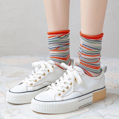 Sheer Crystal Crew Socks – Japanese Style Asymmetrical Socks